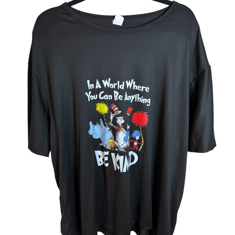 Black Short Sleeve Tee with Playful Graphic